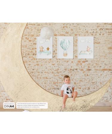 Olgs Children's Room Set of 3 Posters - Bear Piglet Elephant, Cars and Hot Air Balloon Boy | Decorative Wall Pictures for Baby Room - Buy Online on GoSupps.com