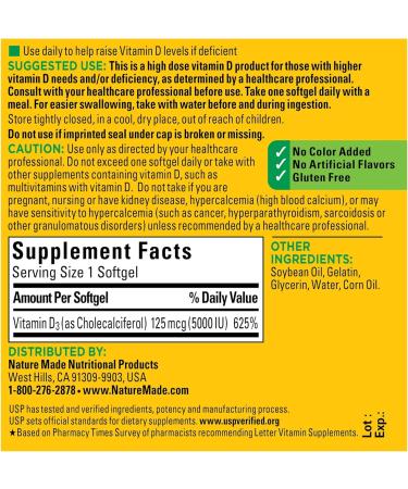 Extra Strength Vitamin D3 5000 IU - 180 Softgels, High Potency for Immune Health, Bones, Teeth & Muscle Function - Buy Online on GoSupps.com