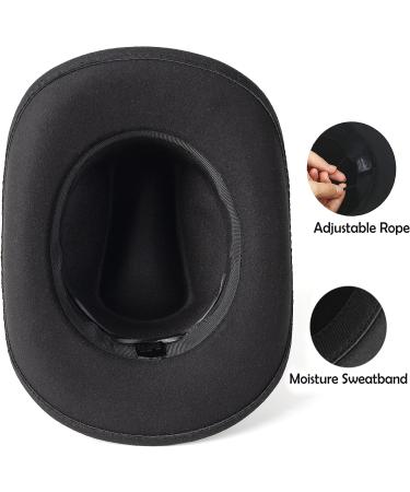 HUDANHUWEI Wide Brim Cowboy Hat in Z-Black - Men's and Women's Vintage Pinch Front Cowgirl Hat - Buy Online on GoSupps.com