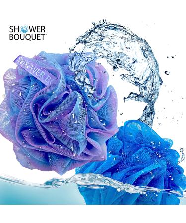 Shower Bouquet Loofah Bath Sponge Swirl Deep Set XL 75g - 4 Pack Soft Mesh Net Luffa Loofa Puff - Exfoliating Body Scrubber for Women and Men - Buy Online on GoSupps.com