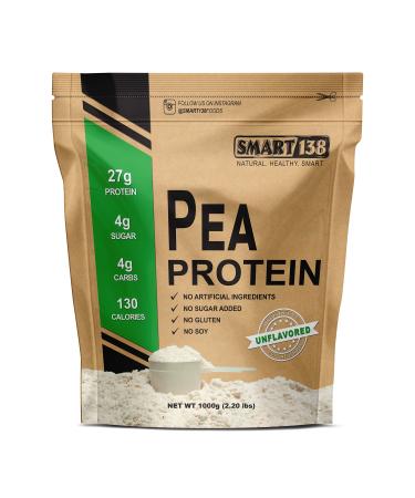100% Pure Pea Protein, Ultra Smooth Powder, Vegan, Gluten-Free, Soy-Free, Dairy-Free, Non-GMO, USA/Canada, Keto (Low Carb), Natural BCAAs (1000g / 2.2lbs, Unflavored) 2.20 Pound (Pack of 1) Unflavored