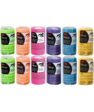 (12 Pack) 3M Company Vetrap Bandaging Tape Assorted Colors (4 x 5 YD)