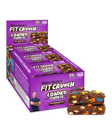 FITCRUNCH Loaded Cookie Protein Bar, High Protein, Gluten Free, Protein Snack (Chocolate Deluxe, 12 Count) Chocolate Deluxe 12 Count (Pack of 1)