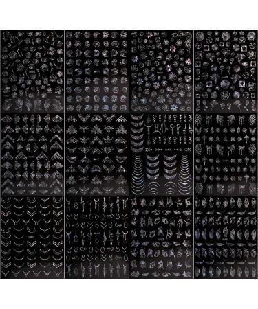 JMEOWIO Flower Nail Art Stickers - 12 Spring/Summer Decals for Silver Floral Nail Designs - Buy Online on GoSupps.com