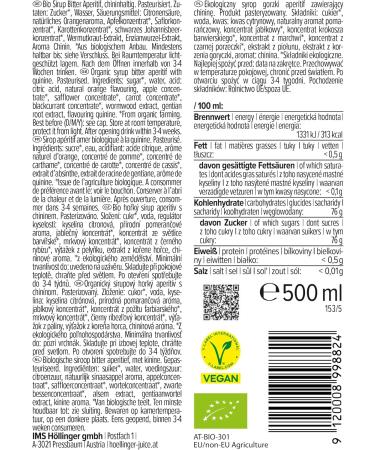 H llinger Sirop cocktail bio aperitivo - vegan bouteille en verre 3x500ml - cocktail sans alcool - Buy Online on GoSupps.com