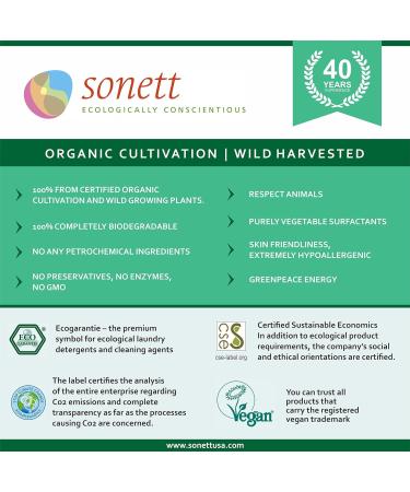 Buy Sonett Organic Olive Laundry Liquid for Wool & Silk - Sensitive Skin - 34 oz/1L - Eco-Friendly Cleaning Solution - Buy Online on GoSupps.com