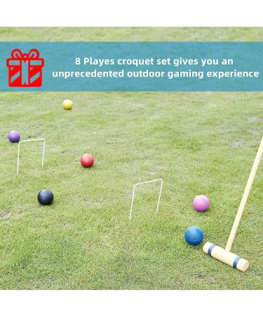 SpeedArmis 8 Players Croquet Set with Wooden Mallets and Colored PE Balls - Outdoor Game Set for Kids/Family - Includes Wickets and Stakes - Portable Carry Bag Included - Buy Online on GoSupps.com