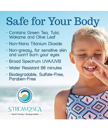 Stream2Sea SPF 30 Mineral Sunscreen | Biodegradable & Reef Safe | Non-Greasy Face & Body Protection | 3 Fl Oz - Buy Online on GoSupps.com