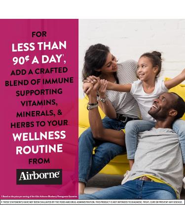 Airborne 750mg Vitamin C Gummies For Adults Immune Support Supplement with Powerful Antioxidants Vitamins A C & E - 63 Gummies Blueberry Pomegranate Flavor 63 Count (Pack of 1) - Buy Online on GoSupps.com