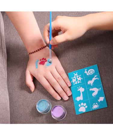Maydear Glitter Tattoo Kit - 12 Large Glitters & 40 Stencils for Temporary Tattoos - Kids to Adults Party Accessory & Body Art - 12-Color Set - Buy Online on GoSupps.com
