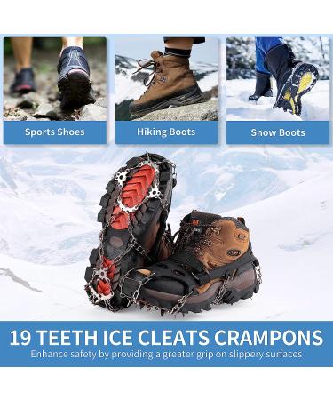 SHARKMOUTH Ice Cleats 19 Spike Walk Traction Crampons with Stainless Steel Spikes - Durable Silicone Grips for Safe Walking, Jogging, Climbing, Hiking on Snow and Ice - Black X-Large - Buy Online on GoSupps.com