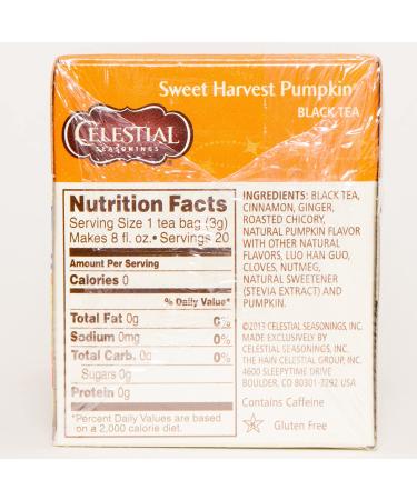 Celestial Seasonings Pumpkin Pie Black Tea - 20 Count (Pack of 6) | Holiday Flavor - Buy Online on GoSupps.com