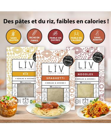 L V Happy Food - Rice Noodles and Konjac Paste - Konjac & Oatmeal - Vegan Gluten Free Low Calorie - Box of 6 Packs x 200g - Buy Online on GoSupps.com