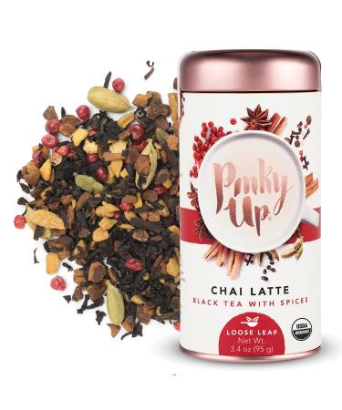 Pinky Up Chai Latte Loose Leaf Tea | Whole Leaf Organic Black Tea, 40-60mg Caffeine Per Serving, Naturally Calorie Free & Gluten Free | 2.5 Ounce Tin, 25 Servings Chai Latte - Tin Can