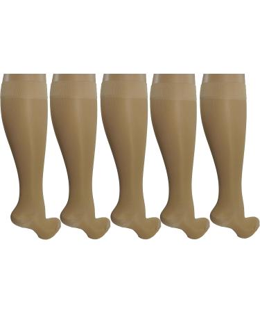 5 Pair Nude Sheer Compression Socks for Women - 15-20 mmHg Knee-High Hosiery for Nurses Travel & Therapy - Buy Online on GoSupps.com