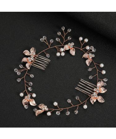 Women's Crystal Flower Comb Side Combs Bridal Hair Accessories Comb Hair Accessories Side Comb Hair Accessories Bridal Headwear for Girls Women Wedding Birthday Party Prom Rose Gold - Buy Online on GoSupps.com