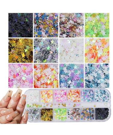 Holographic Nail Sequins Shapes Set - Butterfly, Hearts, Stars | Iridescent Glitter Flakes for Nail Art, Crafts, Makeup - 4 Boxes (Style A) - Buy Online on GoSupps.com