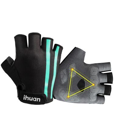 ihuan Premium Workout Gloves for Men Women Weightlifting, Exercise, Training, Fitness, Weighted, Weight Lifting, Pull ups, Gym Working Out, Rowing, Grip Pads Glove blue Large