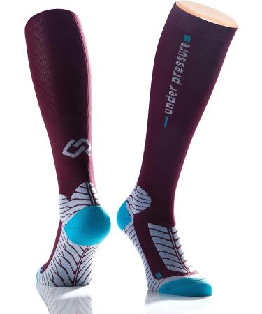 High Performance Runattack Compression Stockings 18-21mmHg for Running | Size 35-38 (Calf 28-38cm) - Bordeaux - Buy Online on GoSupps.com
