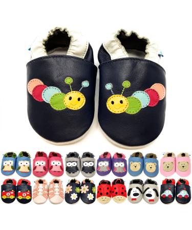 MiniFeet Premium Soft Leather Baby Shoes - BUY 4 PAIRS & GET 1 OF THEM FOR FREE ! - Toddler Shoes - 0-6 Months to 4-5 Years 0-6 Months Caterpillar