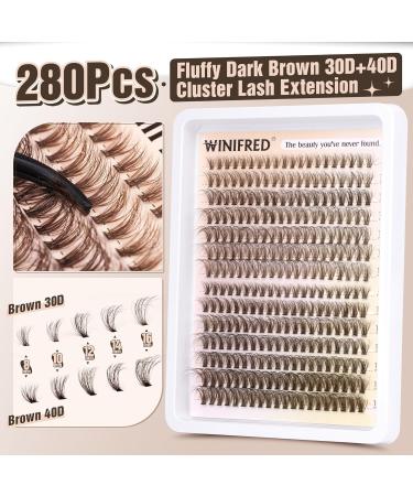 Buy Winifred Brown Lash Clusters - Fluffy Individual Lashes & Natural Eyelash Extensions 8-16mm - 30D+40D Wispy Mink Cluster Lashes for DIY Glam - Buy Online on GoSupps.com