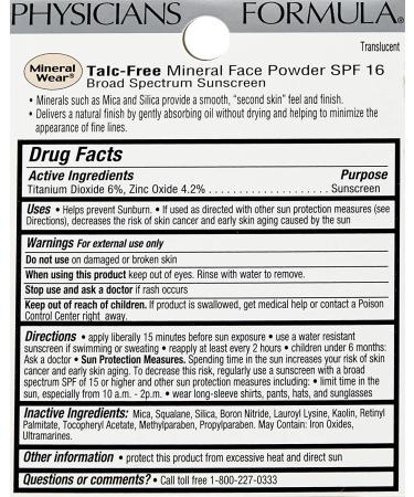 Physicians Formula Mineral Wear Face Powder SPF 16 - Translucent, 0.3 oz | Lightweight, Mineral Makeup - Buy Online on GoSupps.com