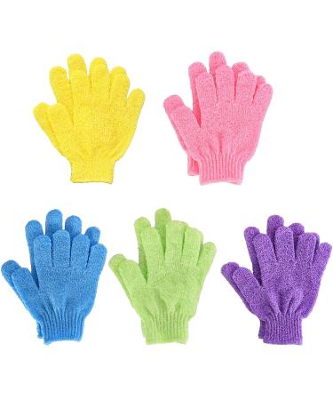 Shower Gloves Bath Gloves Double-Sided Nylon with 5 Colors for Men Women Children 10pieces