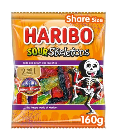 HARIBO Sour Skeletons Halloween Sweets Sharing Bag 160g