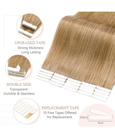 SEGO TAPE Extensions - 20 Tresses 2g/PCs Real Hair Adhesive WEFT - 100% Remy Honey Blond #27 - 30 cm - Buy Online on GoSupps.com