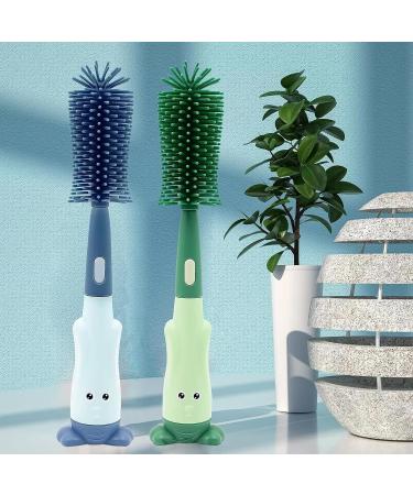 FUZVOL 3 in 1 Baby Bottle Brush Set - Silicone Bottle Cleaner with Stand (Blue) - Buy Online on GoSupps.com