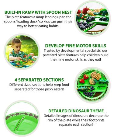 Made in USA Dinosaur Combo: Utensil Set, Plate, Placemat for Toddlers, Infants, Babies & Kids - Safety Tested Materials - Buy Online on GoSupps.com