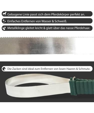 Horse Welding Knife - Dual Function Metal Curry Comb for Grooming, Dark Green Handle - Buy Online on GoSupps.com