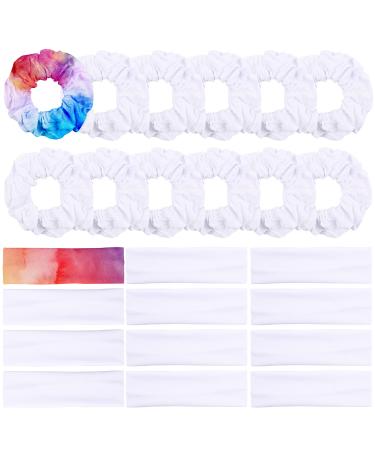 WATINC 24 Pcs White Scrunchies Hairbands for Tie Dye DIY Plain Cotton Hair Scrunchie Elastic Headband Scrunchy Traceless Hair Ties Ponytail Holder Hair Accessories for Women