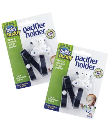 Baby Buddy Bear Pacifier Holder Clip Snaps to Paci Teether Toy Clips to Baby s Shirt Pacifier Clip for Babies 4 Months & Up/Toddler Boys & Girls Pacifier Holder Baby Must Haves Navy 2 Count