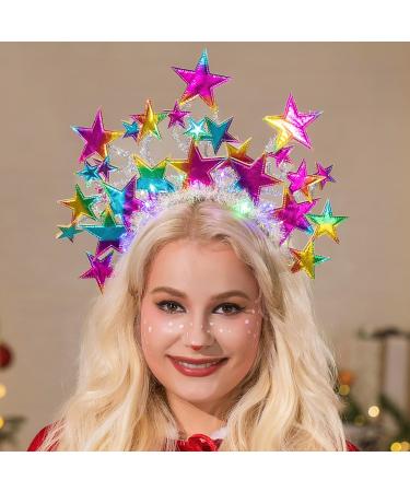 Fashband Light Up Star Headband Glitter Stars Tiara Halo Crown Headbands Led Goddess Costume Headpiece Christmas Carnival Party Hair Accessories for Women and Girls (Color) - Buy Online on GoSupps.com