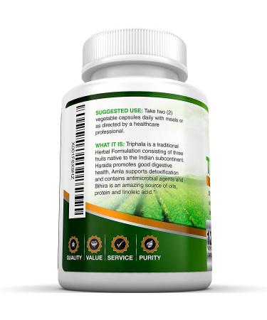 BRI Nutrition Triphala 1000mg - Pure Himalaya Extract - 120 Veggie Capsules - 60 Day Supply - Buy Online on GoSupps.com