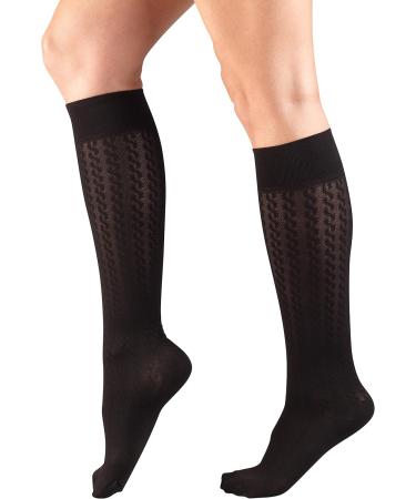 Truform Women's 15-20 mmHg Compression Dress Socks, Black Cable Knit, X-Large, 2 Pack - Buy Online on GoSupps.com