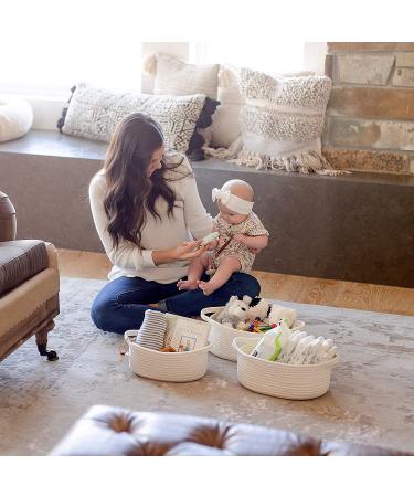 NaturalCozy 3-Piece Oval Storage Basket Set - Natural Woven Baskets for Storage and Gifting - Ideal for Nursery, Pets, and Home Organization - Off White - Buy Online on GoSupps.com