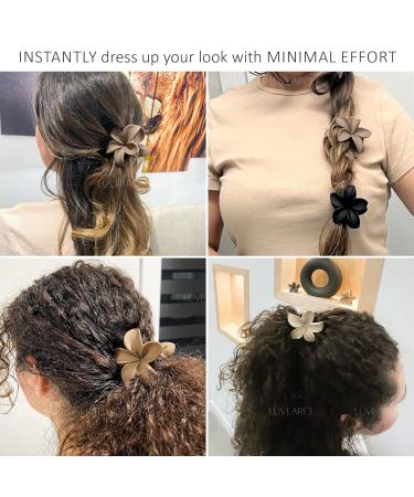 Luvearo 4pc Nonslip Matte Flower Hair Clips - Neutral Plumeria Claw Clips Variety Pack for Women - Buy Online on GoSupps.com