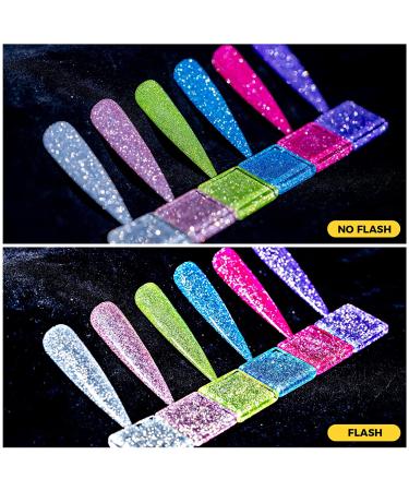 BURANO Reflective Glitter Gel Nail Polish - Rose Blue Purple Silver Holographic Sparkle - Soak Off Disco Gel with Cuticle Oil - UV Lamp Required - Buy Online on GoSupps.com