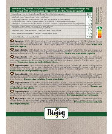 Biojoy Organic Carob Powder (1 kg) Carob flour pure and without additives (Ceratonia siliqua) - Buy Online on GoSupps.com