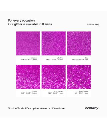 Hemway Premium Ultra Sparkle Glitter - Fuchsia Pink Super Chunky (100g) | Multi-Purpose Metallic Flake for Arts Crafts Nails Cosmetics Resin & Festivals - Buy Online on GoSupps.com