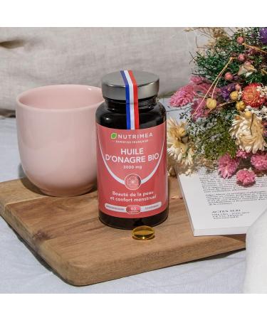 Organic Evening Primrose Oil - 1500 mg including 135 mg of GLA - Cold Pressure 100% Natural - Premenstrual Comfort and Skin Beauty - Premium Quality - 60 Capsules - Nutrimea - Made in France - Buy Online on GoSupps.com