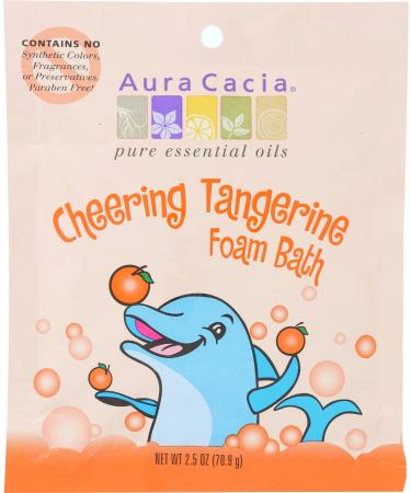 Aura Cacia Cheering Foam Bath Tangerine and Sweet Orange Essential Oils 2.5 Ounce Pack of 6