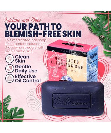 Clear Essence Platinum Extra Strength Medicated Cleansing Bar - Exfoliating Face & Body Soap for All Skin Types | Acne Treatment & Complexion Perfection (4.7oz - Buy Online on GoSupps.com
