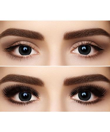 Colored contact lenses annual lenses Meralens 1 pair of black crazy fun black out.Top quality for carnival carnival Fastnacht Halloween with contact lens tank |Without strength 0.0 diopters 8.6 millimeters 14.00 millimeters 2 - Buy Online on GoSupps.com
