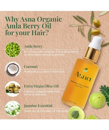 Amla Hair Oil by Asna - 100% Cold-Pressed Organic Hair Growth Treatment for All Hair Types | Stimulates Natural Growth, Nourishes Scalp, Ayurvedic Blend of Vitamin C and Antioxidants - Buy Online on GoSupps.com