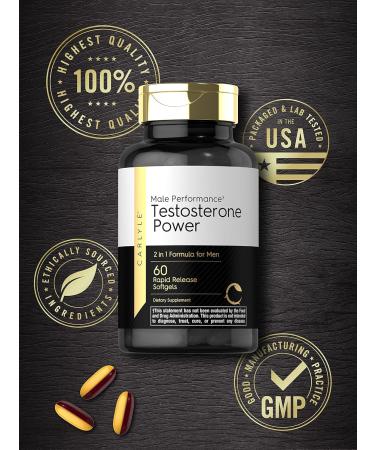 Carlyle Testosterone Power for Men | 60 Non-GMO Rapid Release Softgels | Gluten Free Supplement for Optimal Performance - Buy Online on GoSupps.com