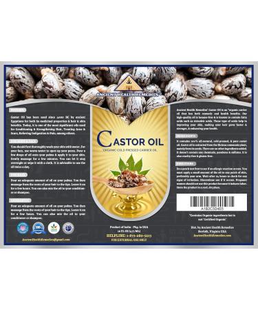 Organic Cold Pressed Castor Carrier Oil (16oz) - Bulk Wholesale Beauty Hair Growth Moisturizer for DIY Body Butter & Skin Softening - Ancient Health Remedies from India - Buy Online on GoSupps.com