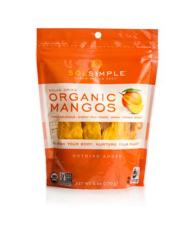 Sol Simple, Solar Dried Mango Snack, Gluten & Preservative Free, No Sugar Added, USDA Organic, Non-GMO, Vegan & Kosher, Ethical Trade From Nicaraguan Smallholder Farmers, 6oz, Pack of 2 6 Ounce (Pack of 2)